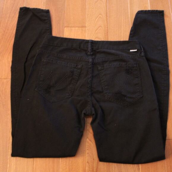 Mother The Looker Midnight Princess Destroyed Black Denim Jeans Distressed 26 - Picture 5 of 11